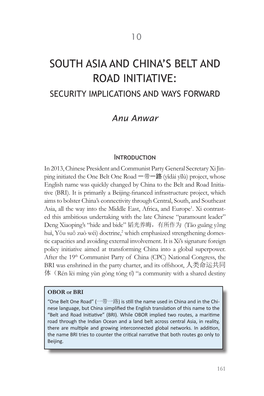 South Asia and China's Belt and Road Initiative: Security Implications and Ways Forward