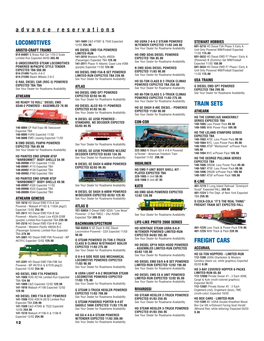 Advance Reservations LOCOMOTIVES TRAIN SETS FREIGHT CARS