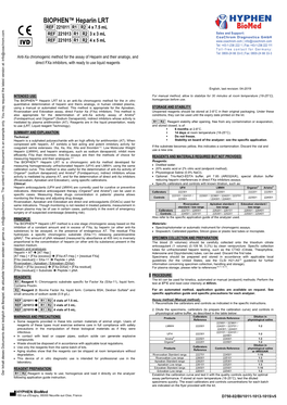 BIOPHEN™ Heparin LRT Assay Can Be Calibrated for the Assay of Various Anti-Xa Anti-Xa Drugs Are Absent from Normal Plasma