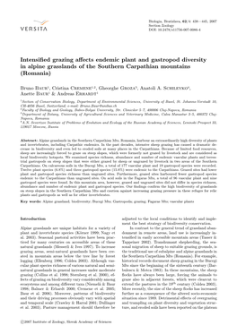 Intensified Grazing Affects Endemic Plant and Gastropod