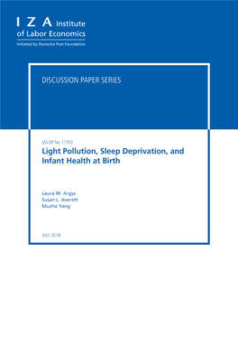 Light Pollution, Sleep Deprivation, and Infant Health at Birth