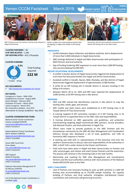 Yemen CCCM Factsheet March 2019 222 M