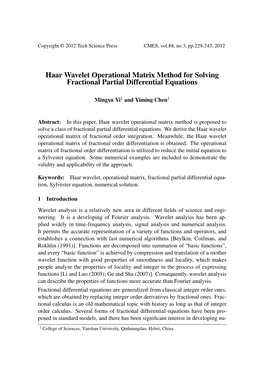 Haar Wavelet Operational Matrix Method for Solving Fractional Partial Differential Equations