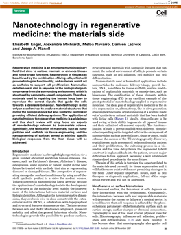 Nanotechnology in Regenerative Medicine: the Materials Side