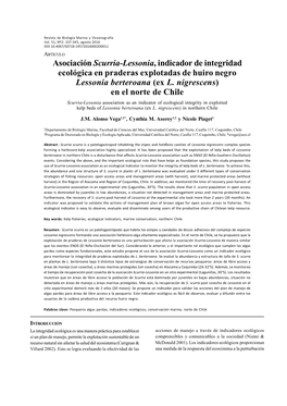 Asociación Scurria-Lessonia, Indicador De Integridad Ecológica En Praderas Explotadas De Huiro Negro Lessonia Berteroana (Ex L