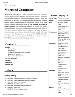 Marconi Wireless Telegraph Company of America (Assets Acquired by RCA in 1920) Marconi International Marine Communication Co