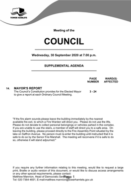 (Public Pack)Mayors Report to Council Agenda Supplement for Council, 30