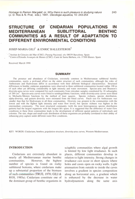 Structure of Mediterranean 'Cnidarian Populations In