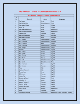 M/S PK Online - Mobile TV Channels Bundled with STV