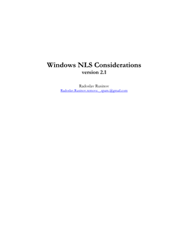 Windows NLS Considerations Version 2.1