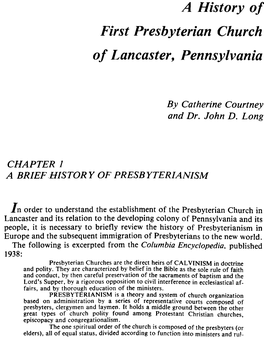 A History of First Presbyterian Church of Lancaster, Pennsylvania