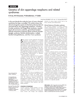 Genetics of Skin Appendage Neoplasms and Related Syndromes