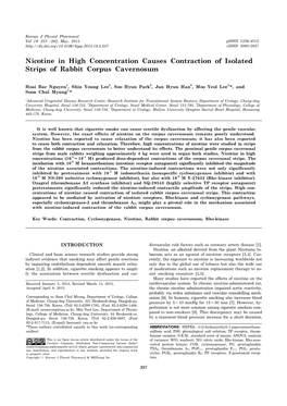 Nicotine in High Concentration Causes Contraction of Isolated Strips of Rabbit Corpus Cavernosum