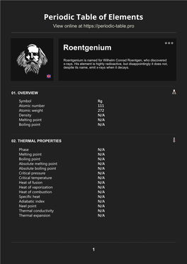 Roentgenium Periodic Table of Elements