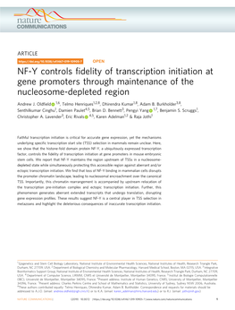 NF-Y Controls Fidelity of Transcription Initiation at Gene Promoters