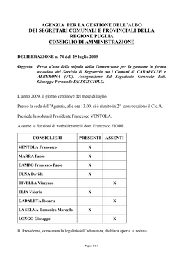 Delib. 74 Approv Conv Carapelle Alberona