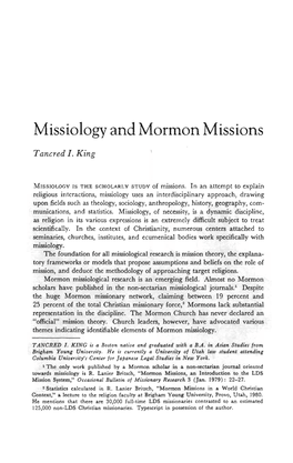 Missiology and Mormon Missions