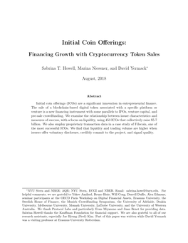 Initial Coin Offerings