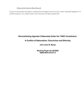 Reconstituting Ugandan Citizenship Under the 1995 Constitution