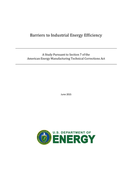 Barriers to Industrial Energy Efficiency