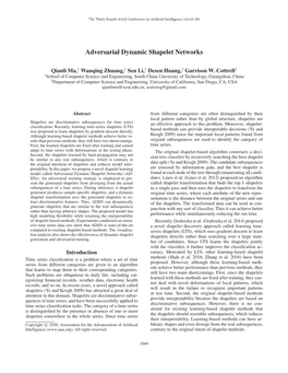Adversarial Dynamic Shapelet Networks