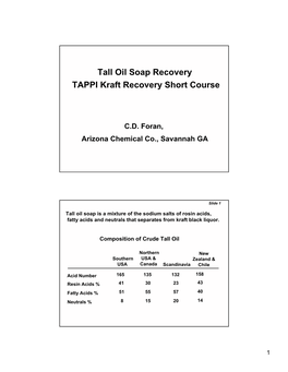 Tall Oil Soap Recovery TAPPI Kraft Recovery Short Course