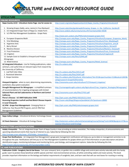 VITICULTURE and ENOLOGY RESOURCE GUIDE