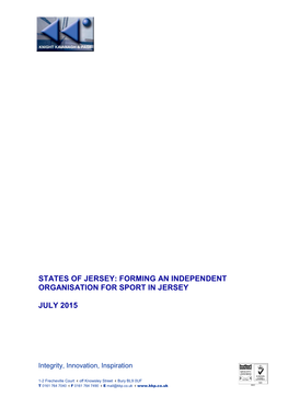 Forming an Independent Organisation for Sport in Jersey July 2015