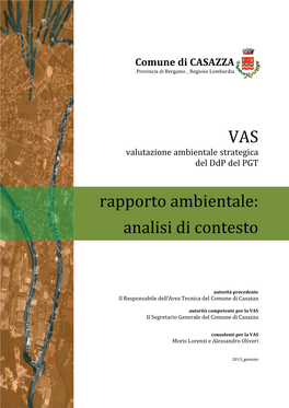 VAS Rapporto Ambientale: Analisi Di Contesto