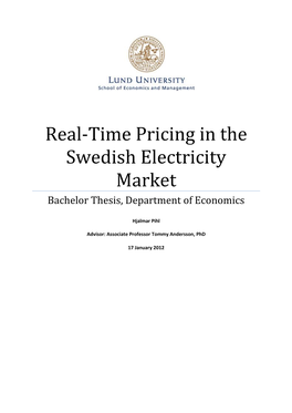 Real-Time Pricing in the Swedish Electricity Market Bachelor Thesis, Department of Economics
