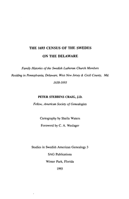 The 1693 Census of the Swedes on the Delaware