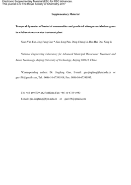 Supplementary Material Temporal Dynamics of Bacterial Communities