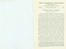 THE COLORADO MAGAZINE Published Bi-Monthly by the State Historical Society of Colorado