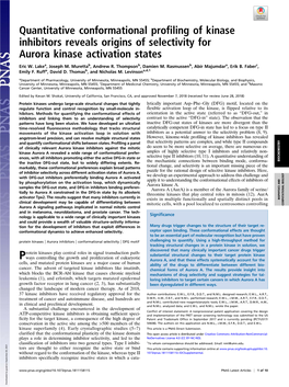Quantitative Conformational Profiling of Kinase Inhibitors Reveals Origins of Selectivity for Aurora Kinase Activation States