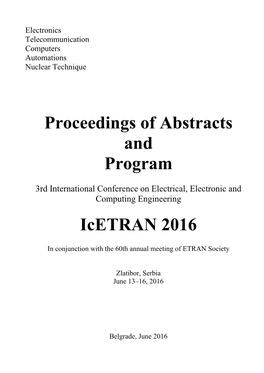 Proceedings of Abstracts and Program Icetran 2016