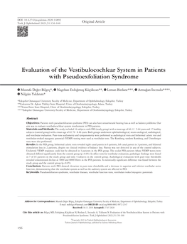 Evaluation of the Vestibulocochlear System in Patients with Pseudoexfoliation Syndrome