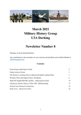 March 2021 Military History Group U3A Dorking Newsletter Number 8