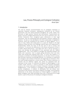 Law, Process Philosophy and Ecological Civilization Arran Gare 1