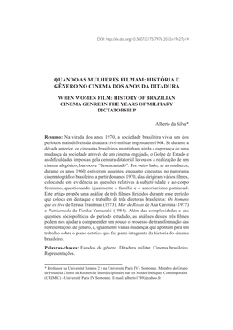 História E Gênero No Cinema Dos Anos Da Ditadura