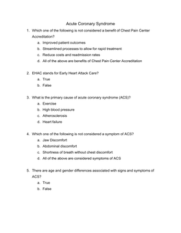 Acute Coronary Syndrome 1