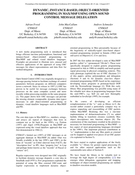 Dynamic, Instance-Based, Object-Oriented Programming in Max/Msp Using Open Sound Control Message Delegation