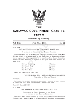 SARAWAK GOVERNMENT GAZETTE 27Th May, 2010] 1639