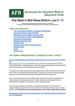 This Week in Wall Street Reform | Jan 5 - 11