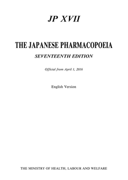 Jp Xvii the Japanese Pharmacopoeia