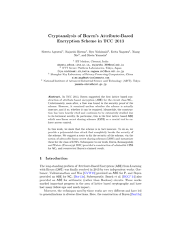 Cryptanalysis of Boyen's Attribute-Based Encryption Scheme