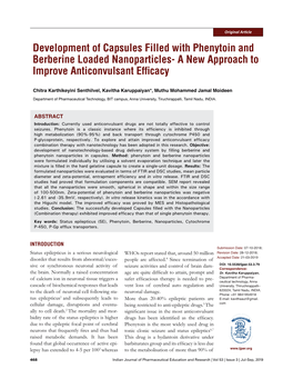 Development of Capsules Filled with Phenytoin and Berberine Loaded Nanoparticles- a New Approach to Improve Anticonvulsant Efficacy