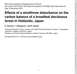 Effects of a Windthrow Disturbance on the Carbon Balance of a Broadleaf Deciduous Forest in Hokkaido, Japan