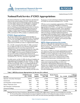 National Park Service: FY2021 Appropriations