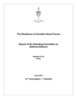The Readiness of Canada's Naval Forces Report of the Standing