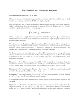 The Jacobian and Change of Variables